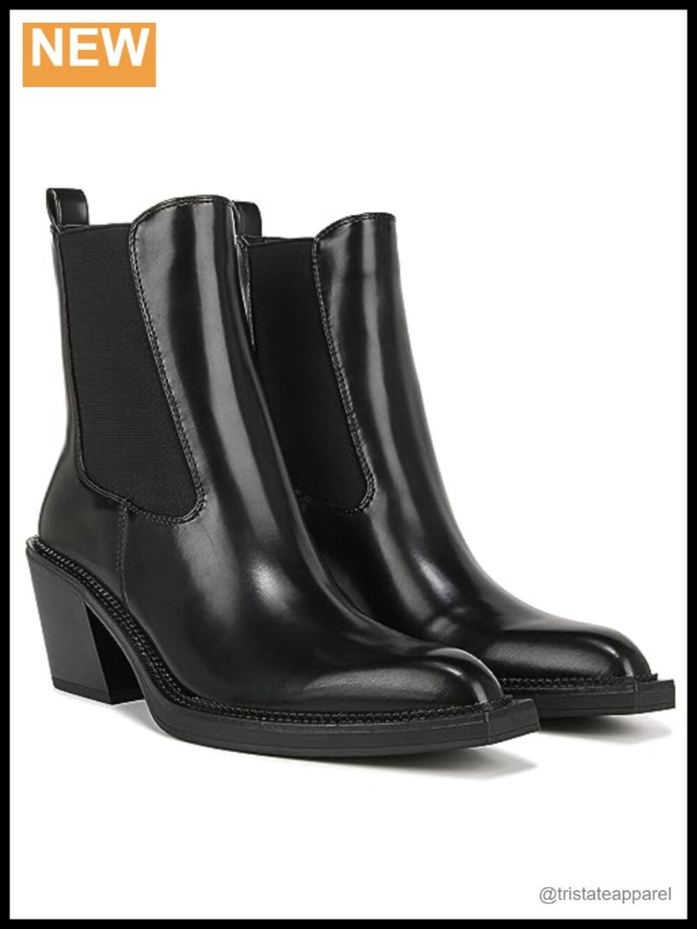 Western Snip Toe Chelsea Bootie with Block Heel